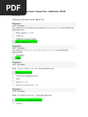 Algebra Lineal Examen Final Espacio Vectorial Vector