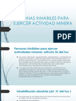 Personas Inhábiles para Ejercer Actividad Minera