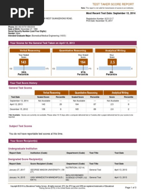 Gre Score Graduate Record Examinations Science
