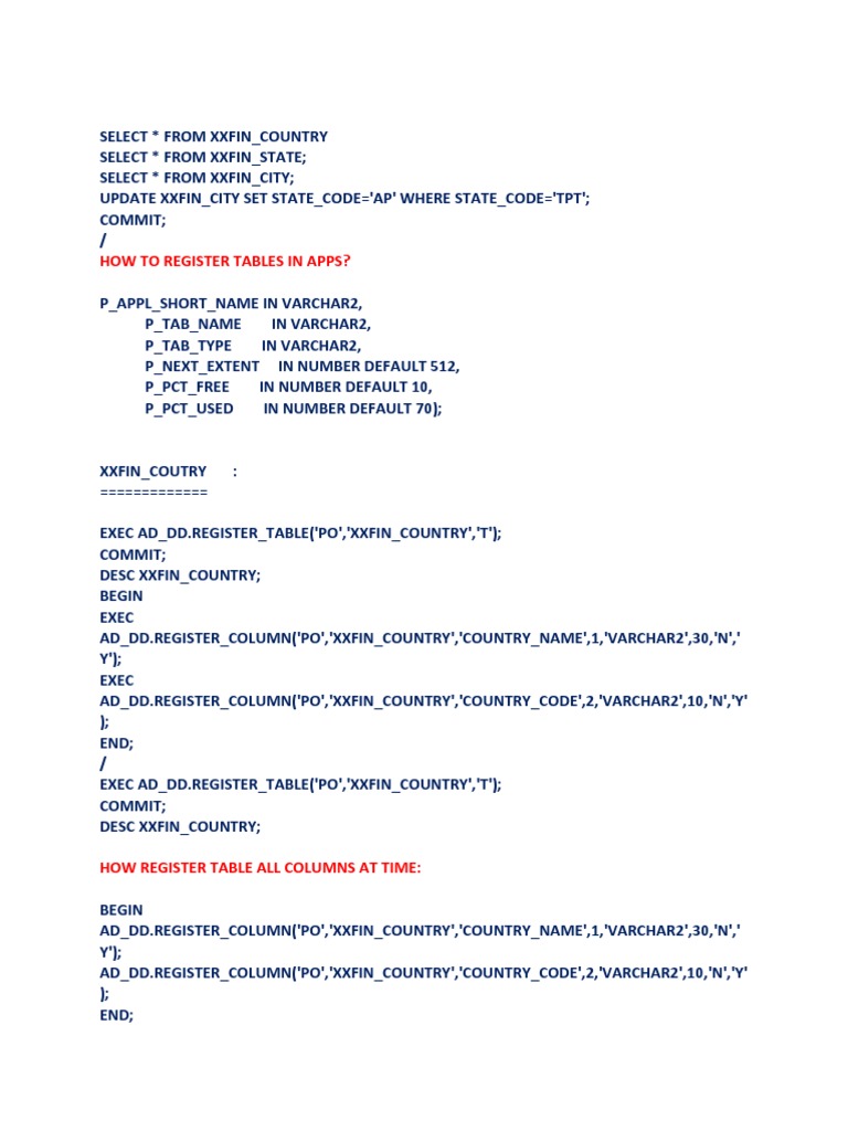 SQL Queries for Table Registration and P2P | PDF | Data Management ...