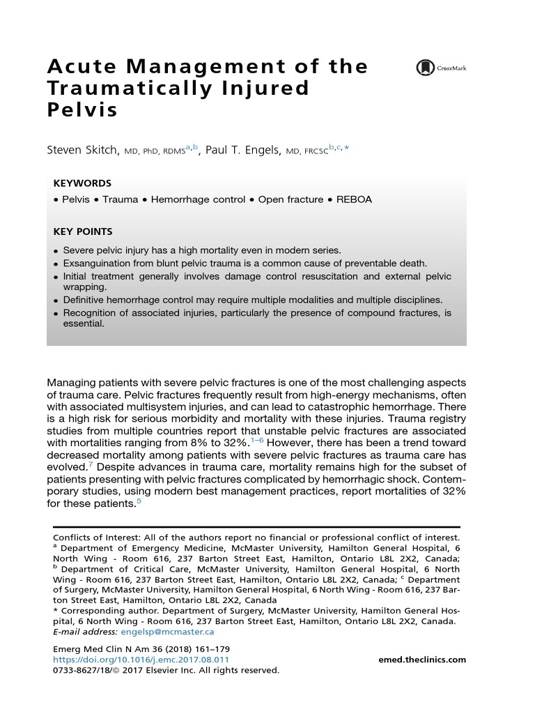 Acute Management Of The Traumatically Injured Pelvis Major