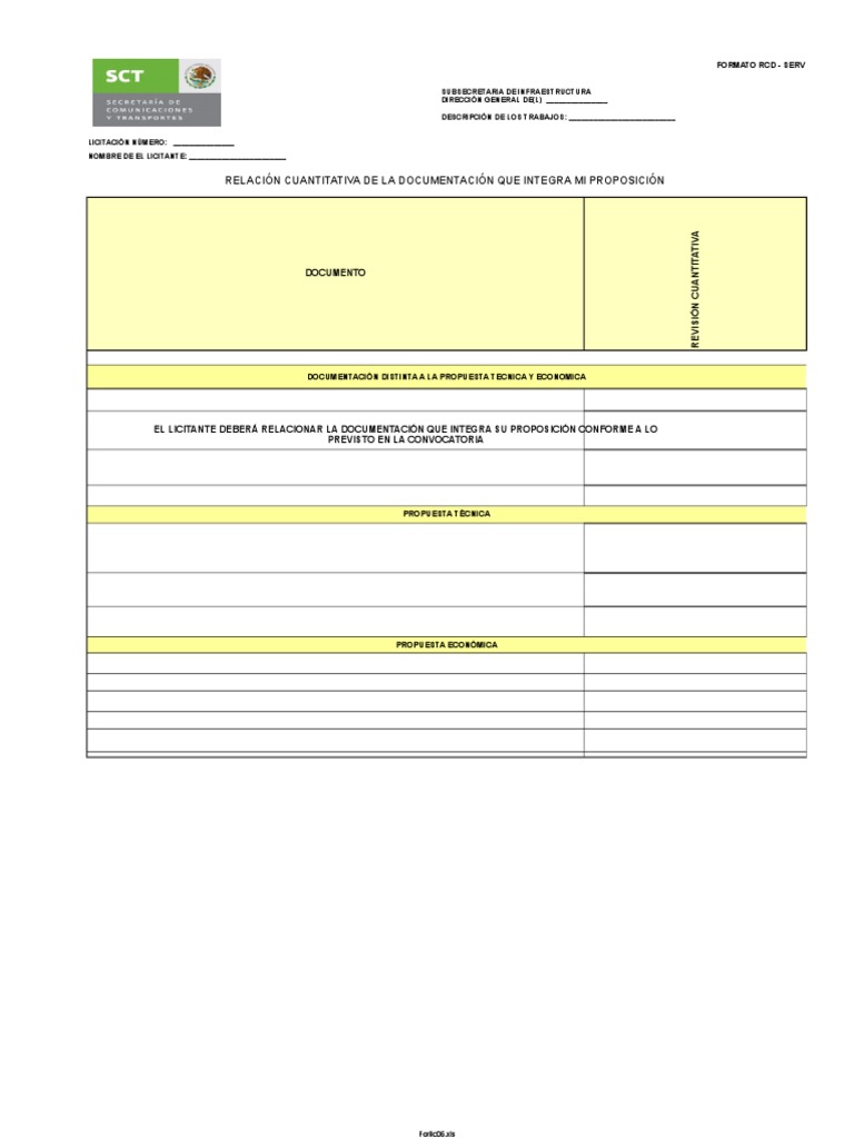 Formato RCD para Licitación | PDF