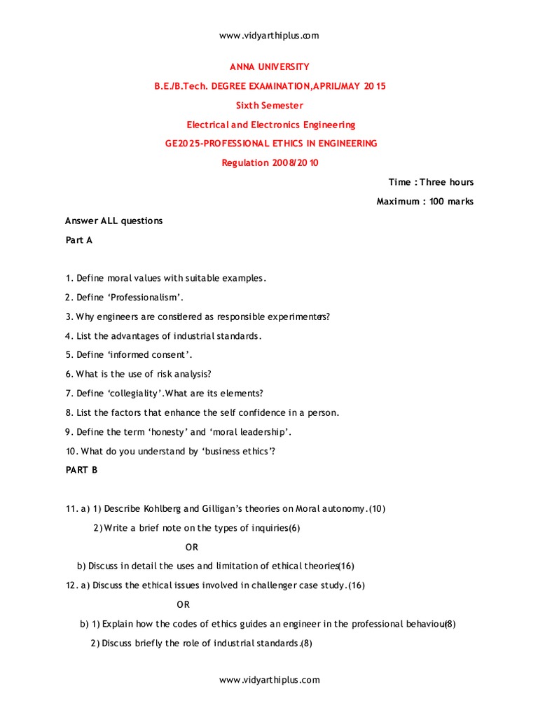 Professional Ethics in Engineering Exam | PDF | Risk | Morality