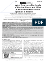 Assessment of Awareness Barriers in Perception of Cervical Cancer and Effect Estimation of Educational Intervention Programme in Females