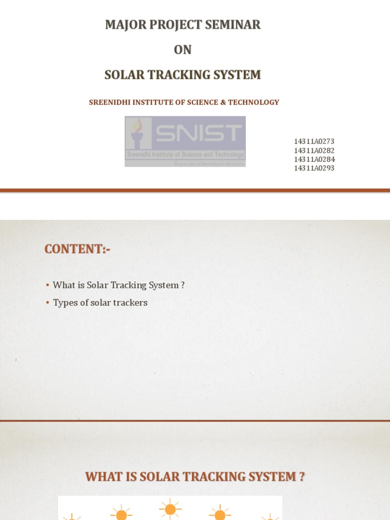 Major Project Seminar ON: Solar Tracking System | PDF ...