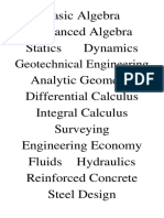 Basic Algebra Advanced Algebra Statics Dynamics: Geotechnical Engineering