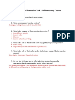 Reflections On Observation Task 1: Differentiating Centers: Read The Questions Below and Write Your Answers