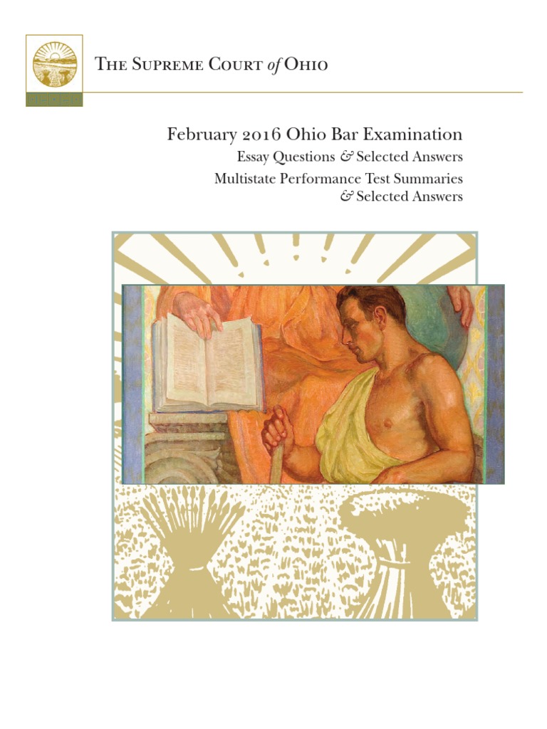 Ohio Bar Exam Essay Ques & Selected Ans, Multistate Performance Test