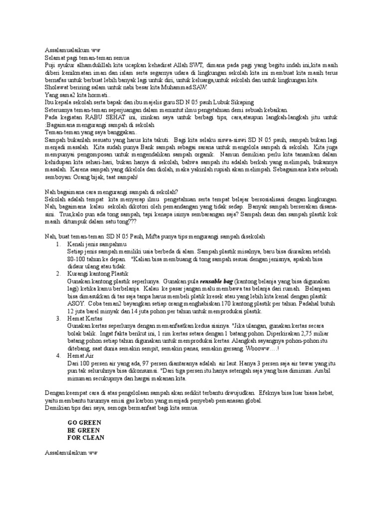 Pidato Tentang Sampah