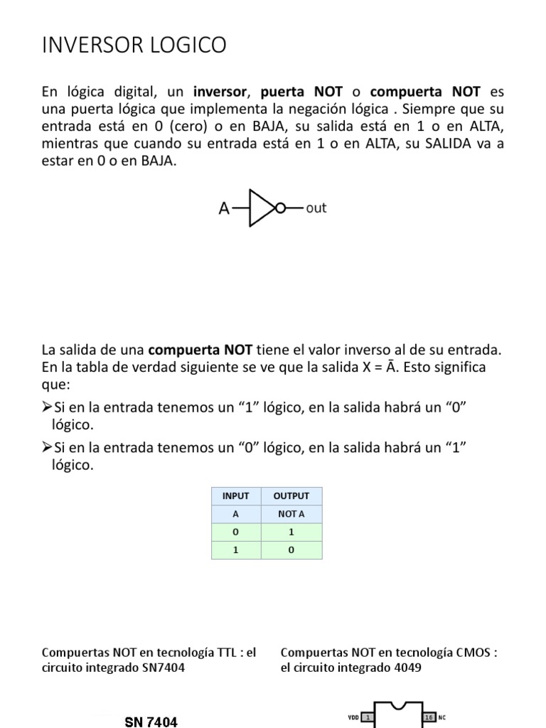 Compuertas NOT en Lógica Digital | PDF