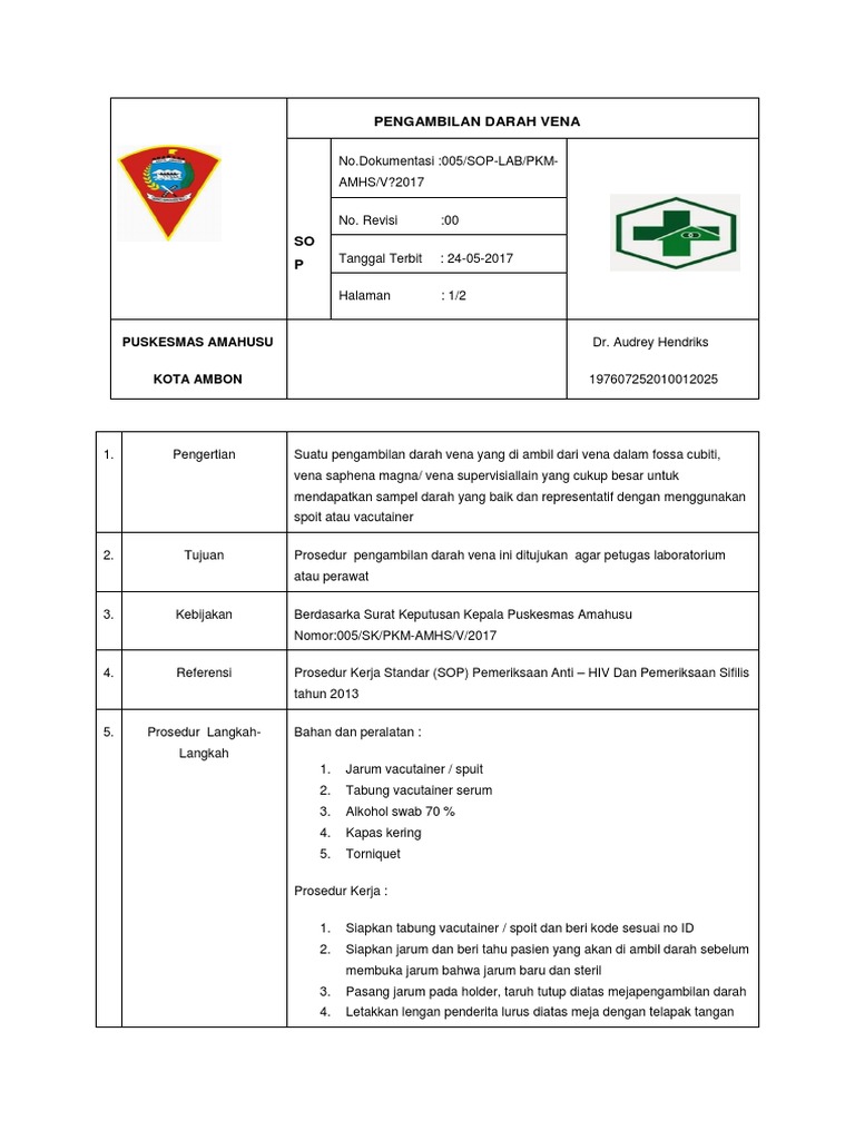 s0p Pengambilan Darah Vena