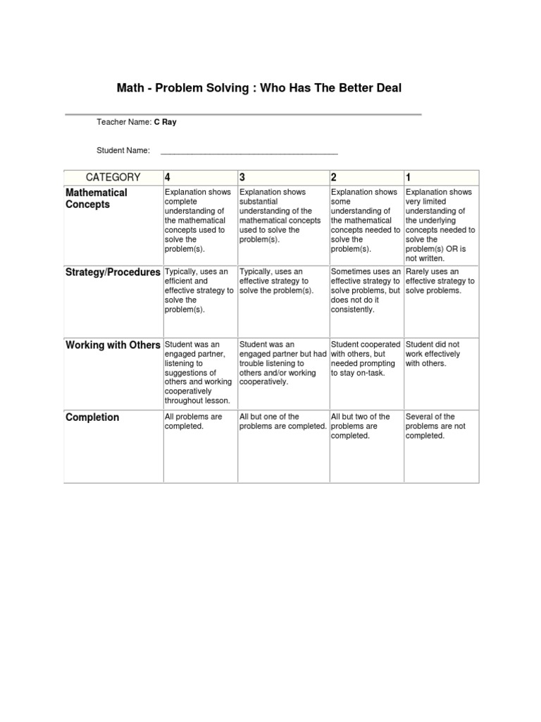 Math Rubric PDF