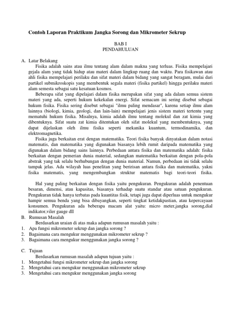 Contoh Pendahuluan Laporan Praktikum Fisika Seputar Laporan