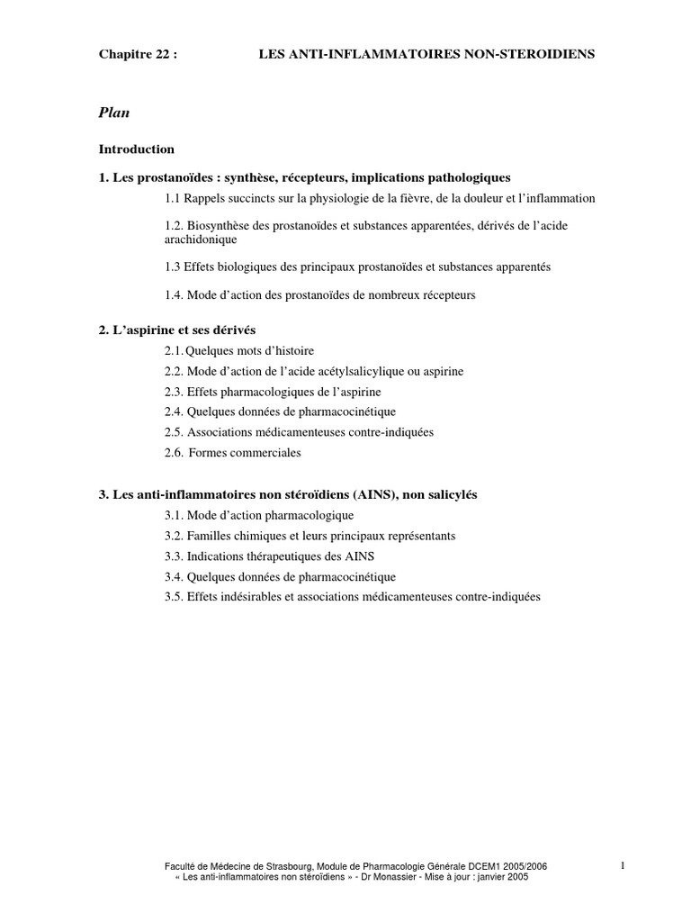 Les Anti Inflammatoires Non Steroidiens | PDF | Aspirine | Prostaglandine