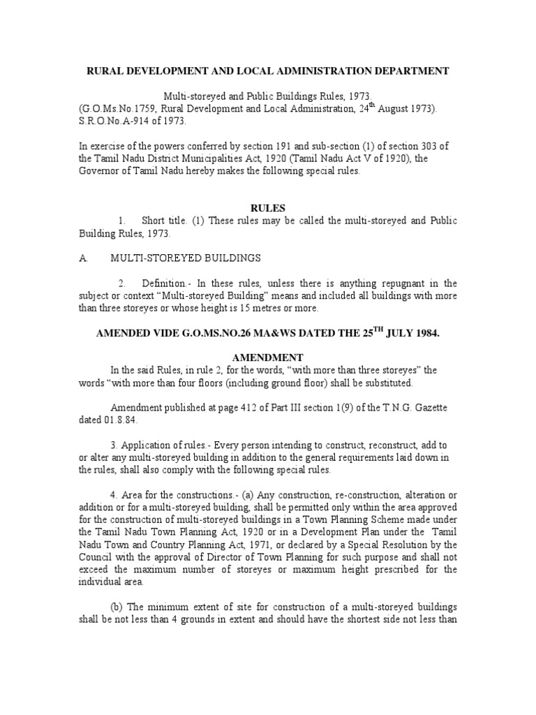 Multistoryed - Public - Building - Rules - 1973 Veloore PDF | PDF ...