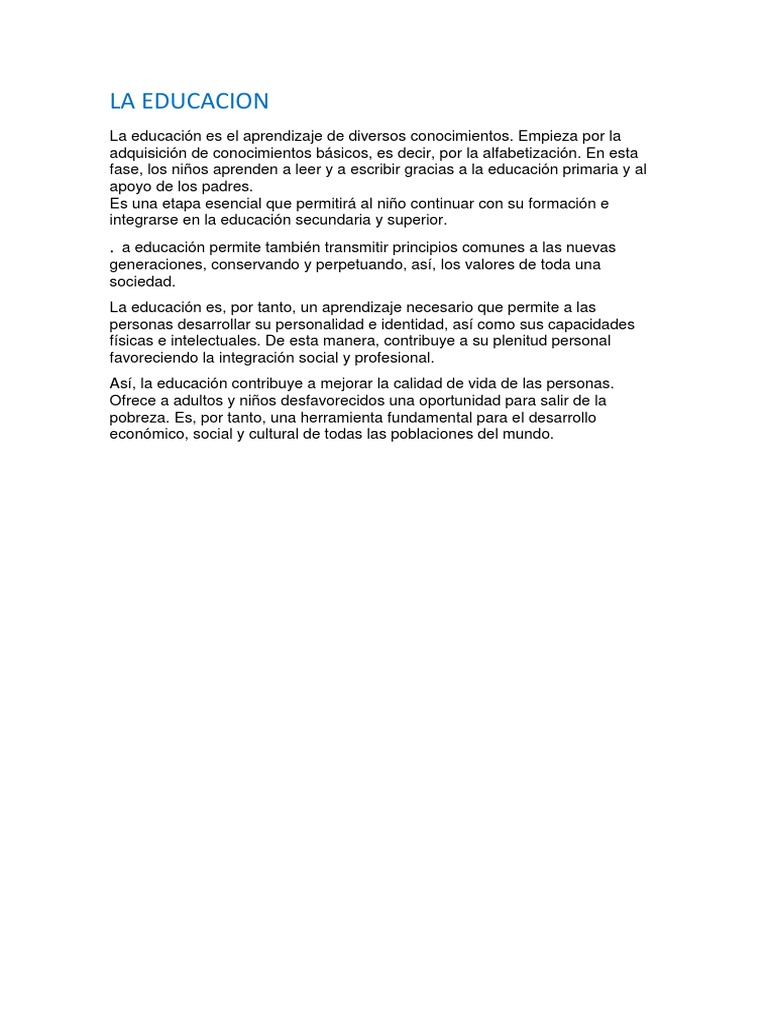 La Educacion | PDF