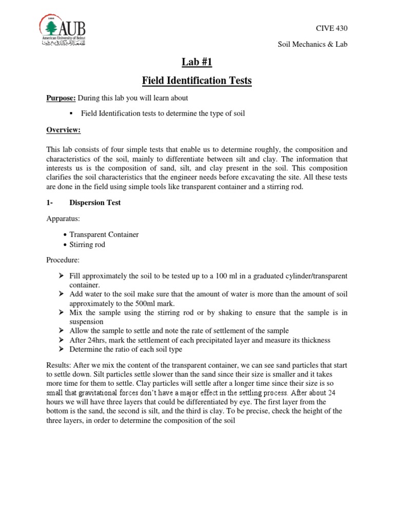 Field Identification Tests for Soil | PDF | Soil Mechanics | Silt