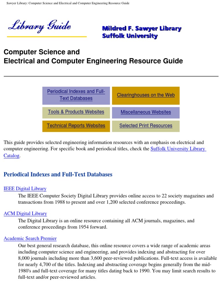 Computer Science and Electrical and Computer Engineering Resource Guide ...