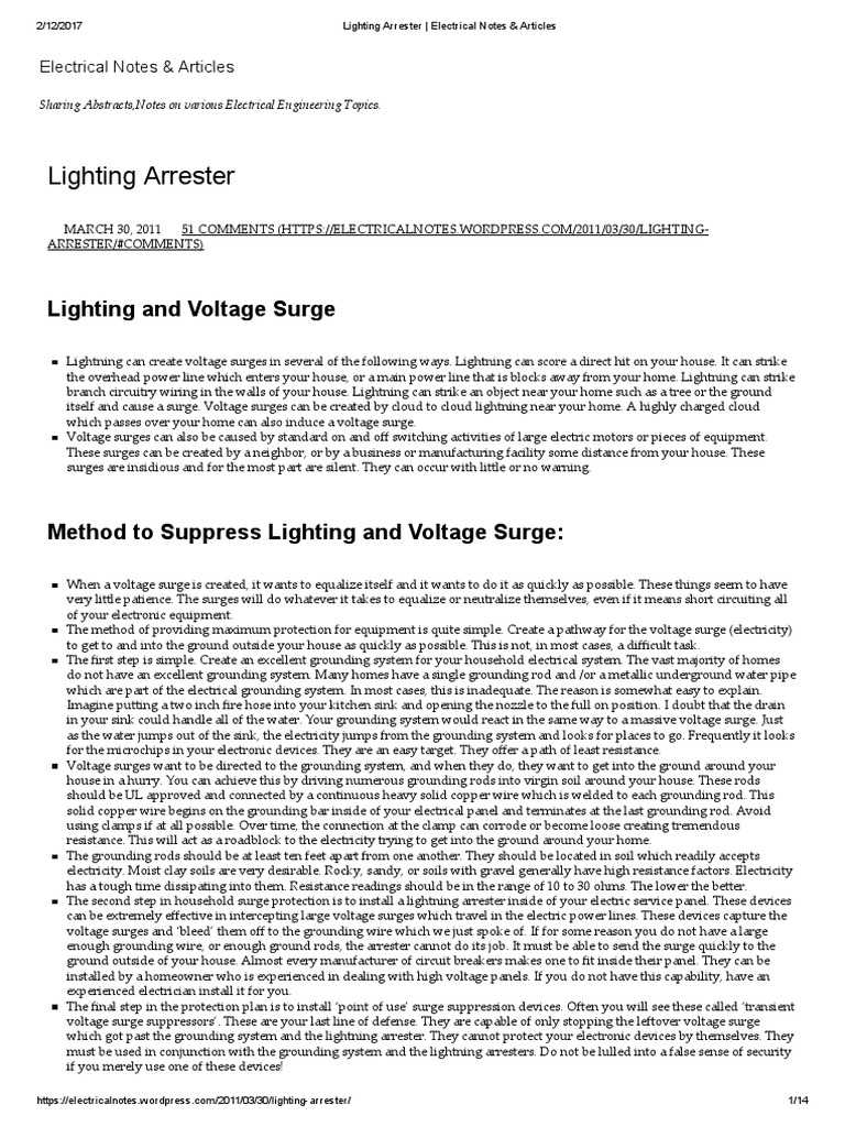 Lightning Arrester and Voltage Surge Guide | PDF | Insulator ...
