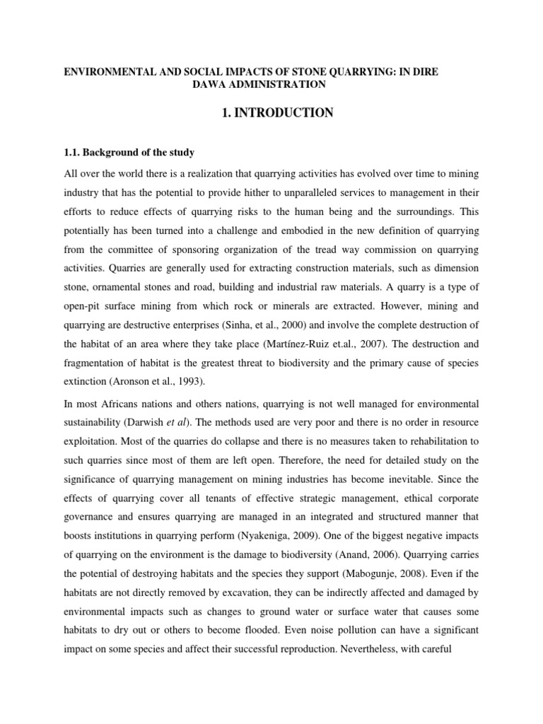 Environmental Impact of Stone Quarrying | PDF | Mining | Soil
