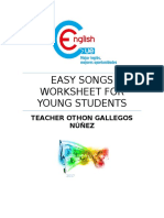Easy Songs Worksheet FOR YOUNG STUDENTS