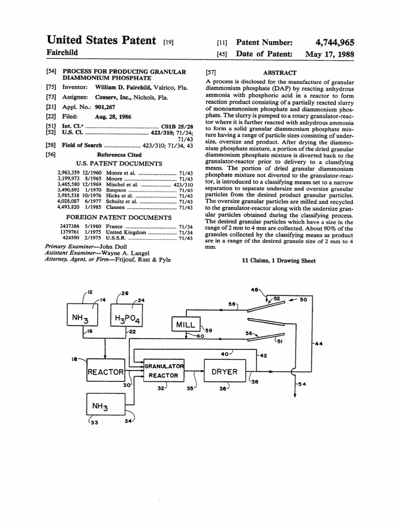 DAP Granular Production Process Patent | PDF | Phosphoric Acid | Mill ...