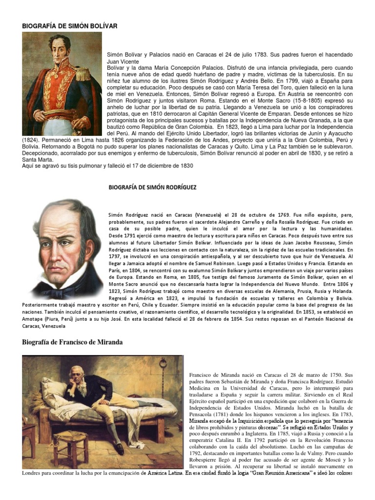 Biografía de Simón Bolívar Lingüística Idiomas Free 30day Trial Scribd