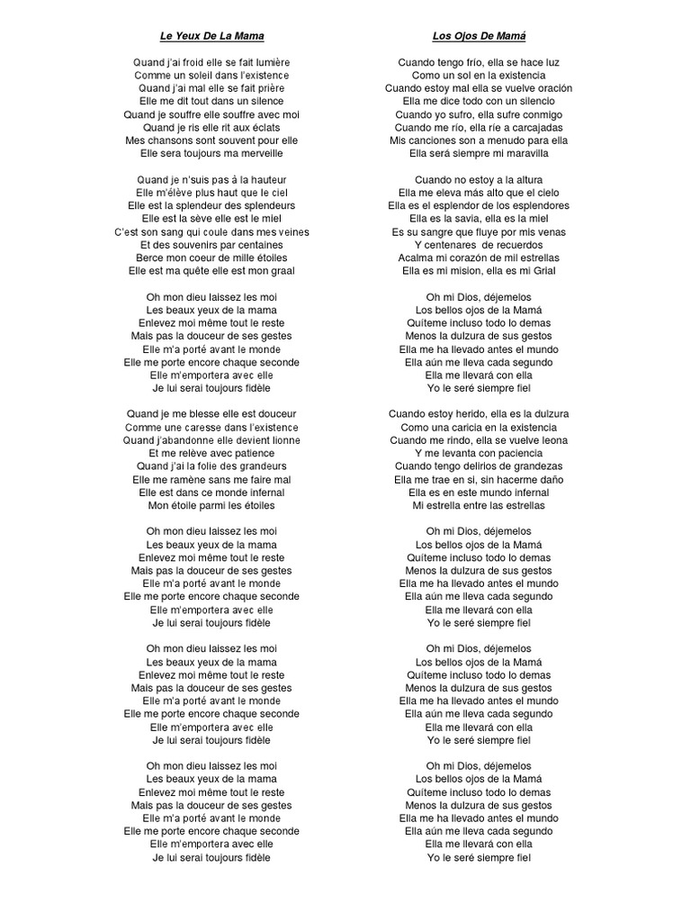 Les Yeux De La Mama Parole Le Yeux de La Mama | PDF