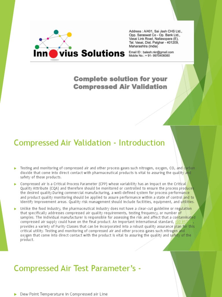 Complete Solution For Your Compressed Air Validation | PDF