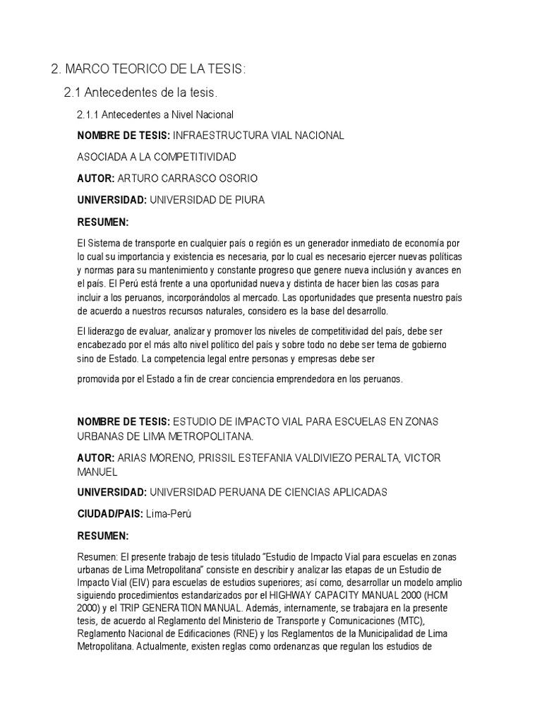 2. Marco Teorico De La Tesis 2.1 Antecedentes de la tesis