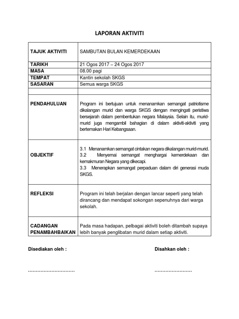 Laporan Bulan Kemerdekaan Pdf