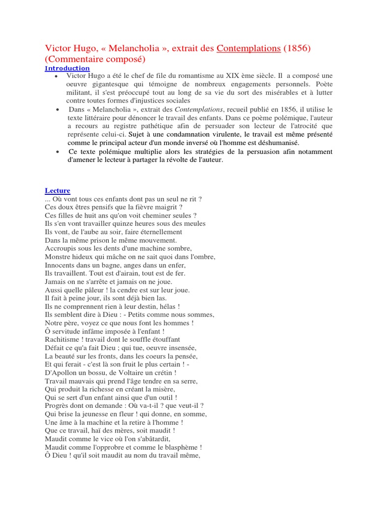 Dissertation Sur Les Contemplations De Victor Hugo