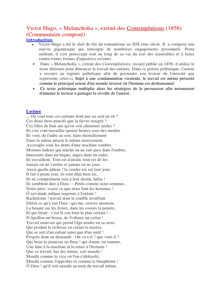 Melancholia | Victor Hugo | Les misérables