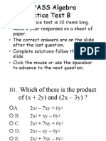 COMPASS Algebra Practice Test B