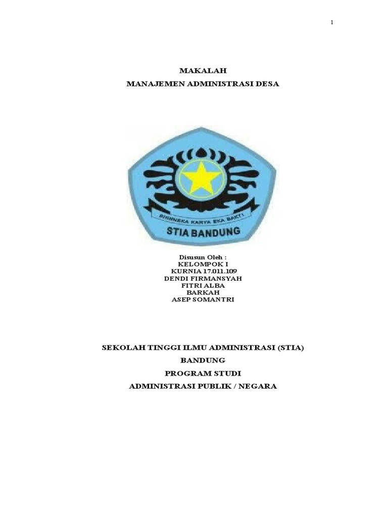 Makalah Manajemen Administrasi Desa