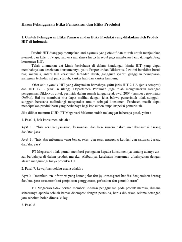 Macam Macam Pelanggaran Etika Bisnis Jurnal