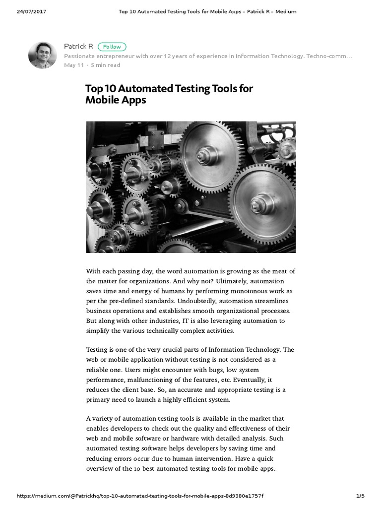 Top 10 Automated Testing Tools For Mobile Apps Patrick R Medium