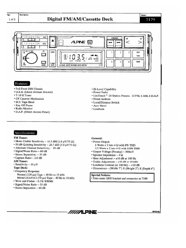 Alpine 7179E | PDF