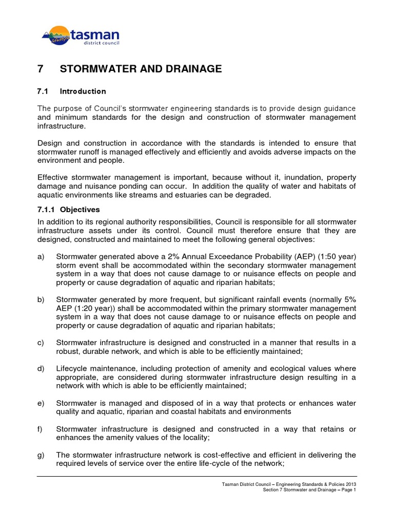 Chapter 7 Storm Water and Drainage 20140401 | PDF | Stormwater | Flood