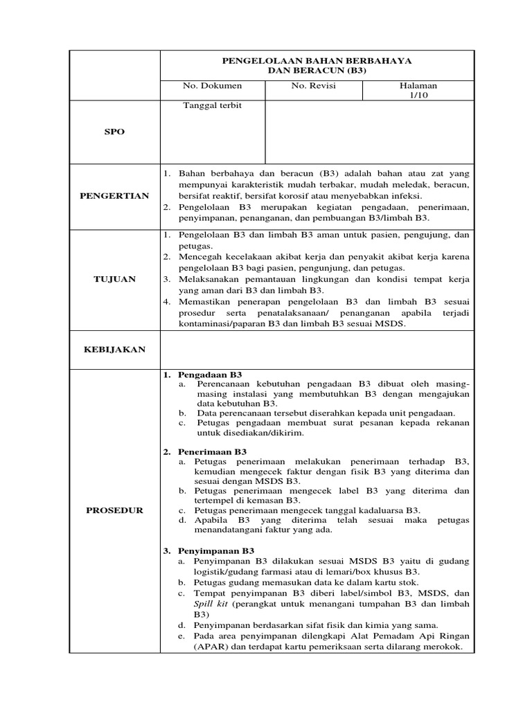 SOP Penanganan B3 Kadaluwarsa | PDF