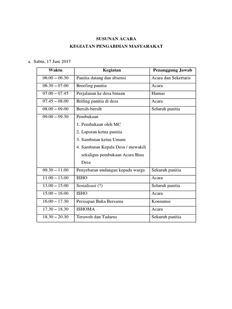 Susunan acara buka bersama