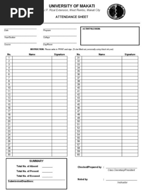 Attendance Sheet New
