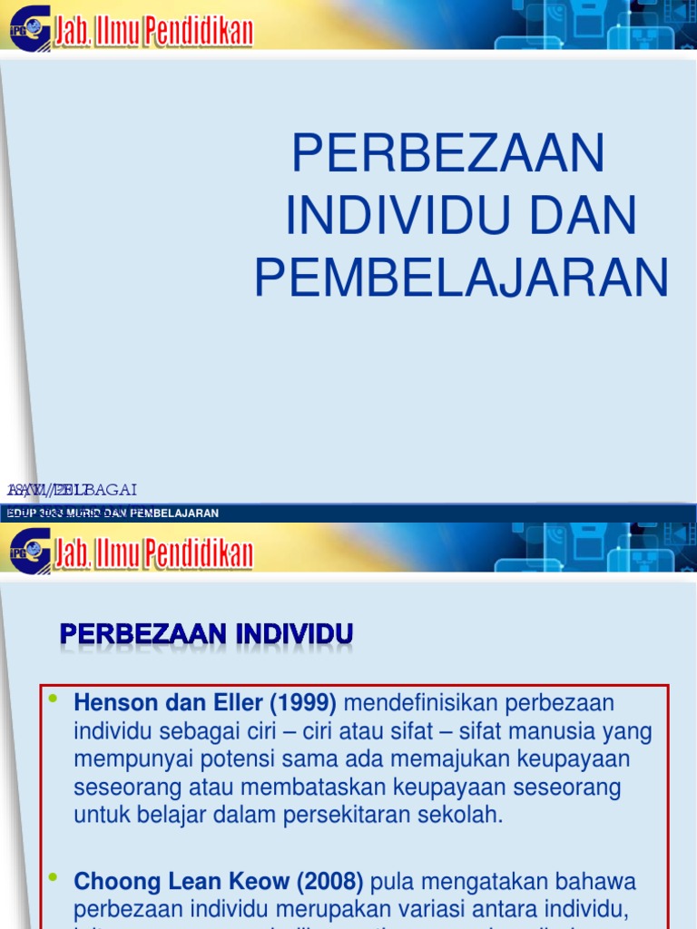 Perbezaan Individu Dan Pembelajaran Pdf