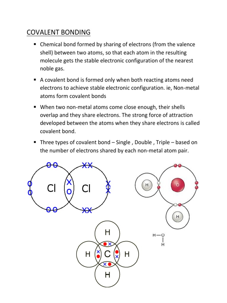 Notes on Covalent and Metallic Bonding Ionic Bonding Chemical Bond