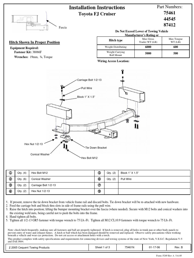 Installation Instructions for a Weight Distributing Hitch on a Toyota