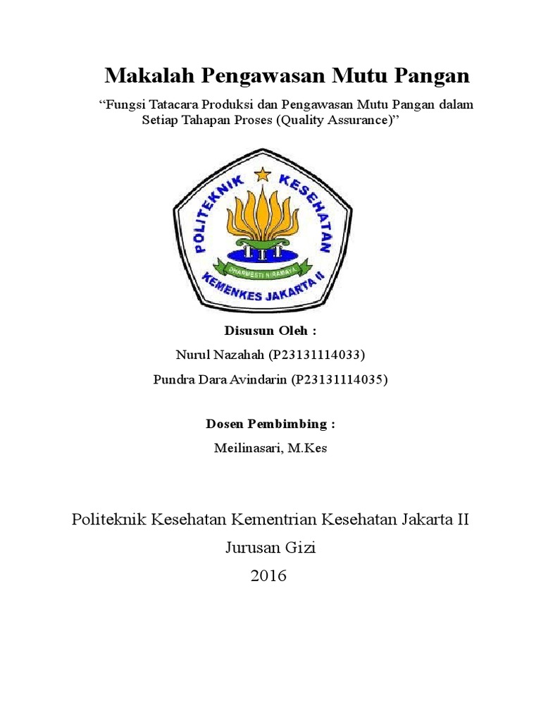 Makalah Pengawasan Mutu Pangan 2