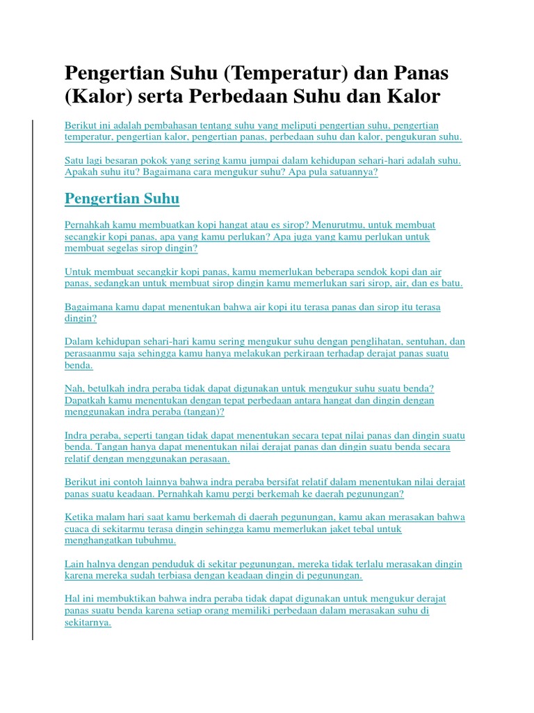 Perbedaan Suhu Dan Temperatur