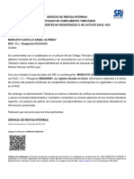 Servicio de Rentas Internas Certificado de Cumplimiento Tributario para Contribuyentes No Registrados O No Activos en El Ruc