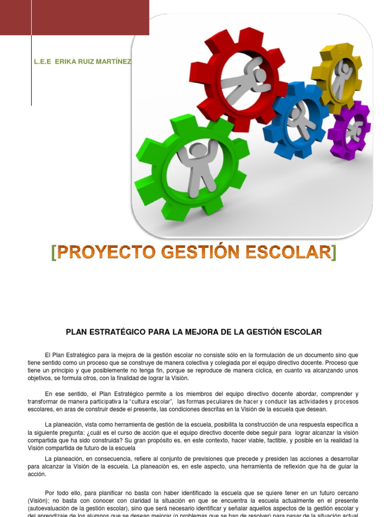 Plan Estratégico para la Mejora Escolar | PDF | Planificación | Trabajo ...