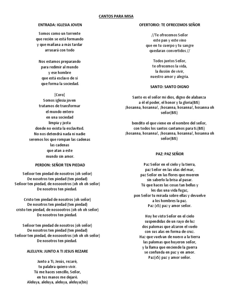 Cantos Para Misa Misa (liturgia) eucaristía